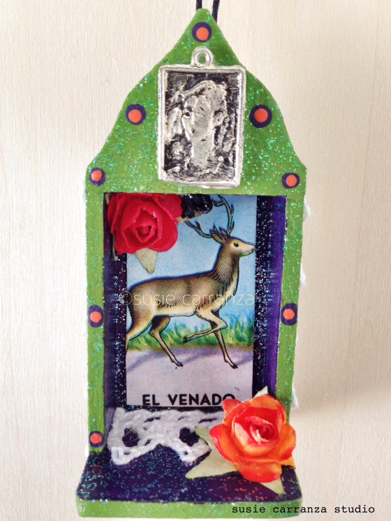 ornament: Frida with El Venado Loteria card...